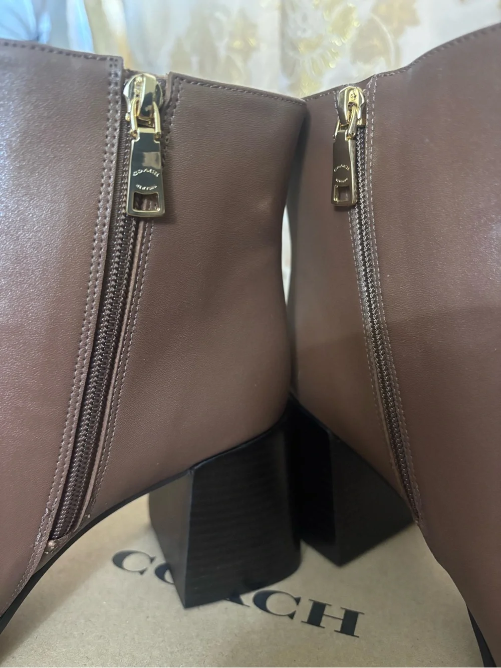 Coach Shana Leather Bootie in Saddle Brown